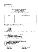Bài kiểm tra Cuối học kỳ I môn Địa lý Lớp 4 - Năm học 2019-2020 - Trường Tiểu học Hải Lộc